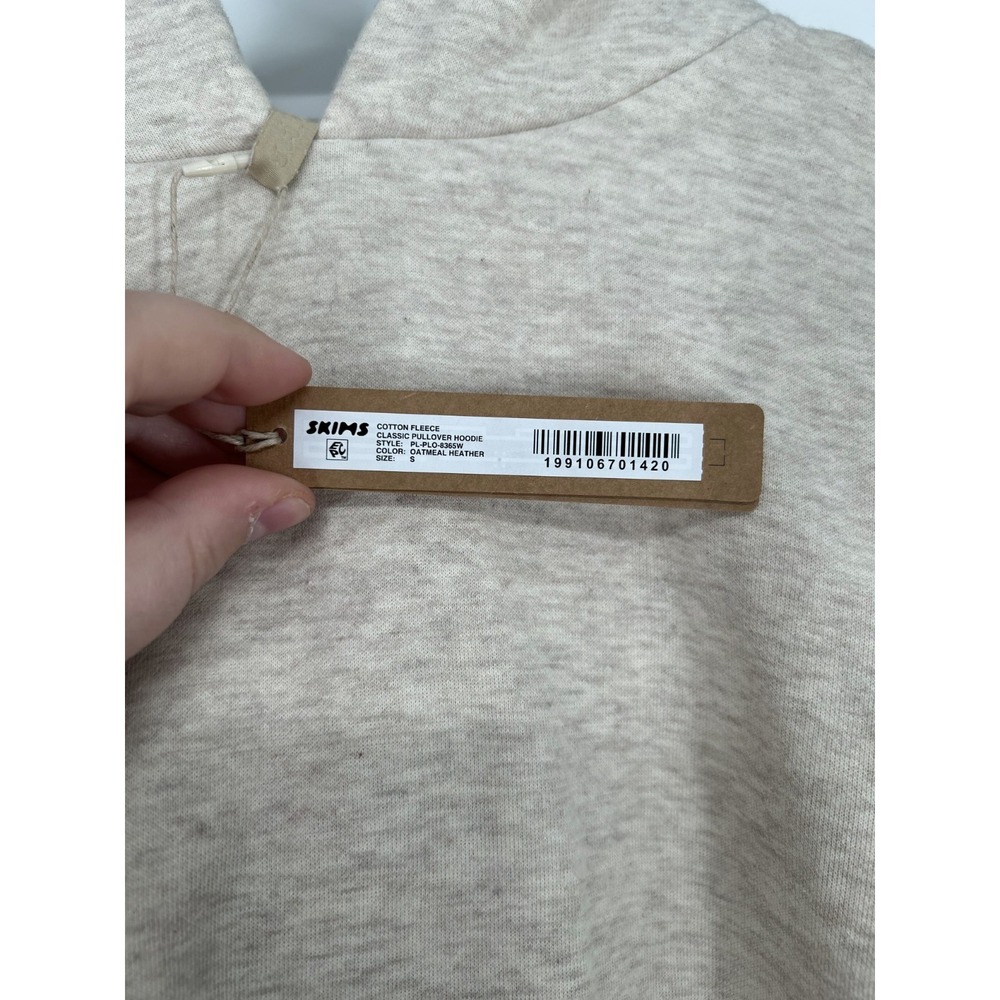 SKIMS Cotton Fleece Classic Pullover Hoodie Oatmeal Heather Sweatshirt Small - Picture 5 of 8
